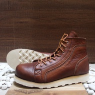MONEY BACK GUARANTEE Monkey Boots Vintage Brown Cowhide Safety Shoes Size 37-47 / Fashionable Tourin