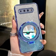 Luxury Flash Powder Phone Case for Samsung Galaxy S10 S9 S8 Plus High Quality Soft Case with Circle 