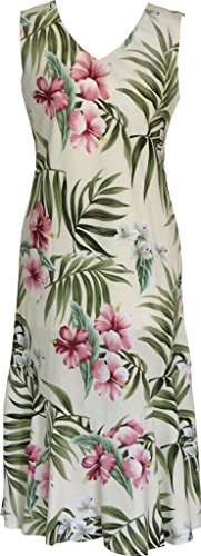 RJC Women's Breathtaking Island Getaway Tea Length Sleeveless Hawaiian Dress