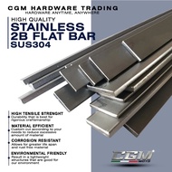 Stainless 2B FLAT BAR (1/2", 3/4", 1", 1-1/2", 2") 2FT Length in 3mm thk. Or 1/8” thickness