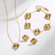 Four-Leaf Clover Bracelet Titanium Steel Laser Four-Leaf Flower Clavicle Chain Golden Four-Leaf Clov