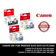 CANON ORIGINAL INK PG-47 Black , CL-57 , CL-57s COLOR FOR PRINTER E410 E470 E3170 E480