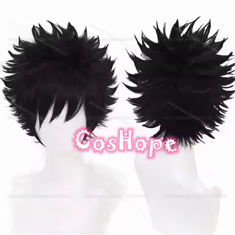 MHA Dabi Cosplay Wig Men Short Fluffy Kamijou Touma Black Wig Cosplay Anime Cosplay Wigs Heat Resist