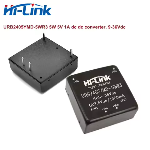 Hi-Link 9-36Vdc to 5W 3.3V/5V/12V/15V/24V URB2405YMD-5WR3 URB2412YMD-5WR3 URB2424YMD-5WR3 DC-DC Powe