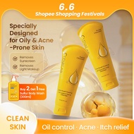 ClearLab Sulfur Face Wash Skintific Cleanser Anti-Mite Oil Control & Moisturizing Acne Clearing Soot