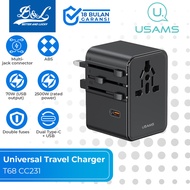 USAMS T68 Universal Travel Charger Adapter 70W GaN 5 Ports
