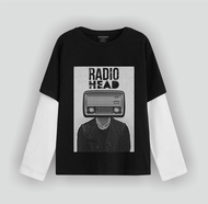 Yinyanks T-shirt Double layer Radiohead long sleeve kaos pria wanita