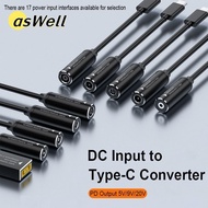 ASWELL Converter 5v 9v 12v Connector USB C PD 65W for //