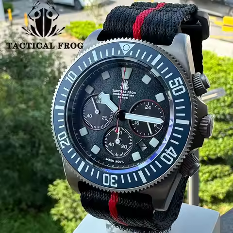 Tactical Frog FXD2 Titanium Diving Watch For Men Chronograph VS75B Solar-powered Quartz Movement Wat