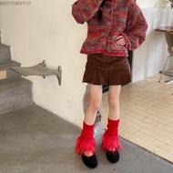 HSV Harajuku Women's Ribbed Leg Warmers - Bright Solid Color Patchwork Calf Socks