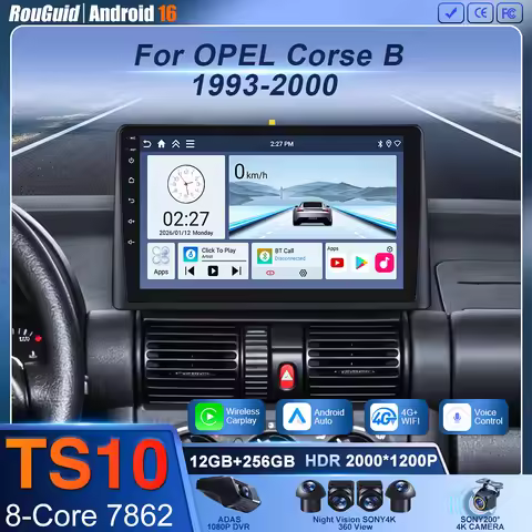 Android 16 For OPEL Corse B 1993-2000 2K QLED Car Radio Multimedia Video Player GPS CarPlay Auto 4G 