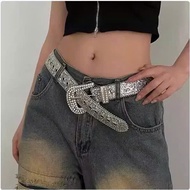 Super beautiful YK2 style belt with sparkling stones, hottrend Korean style dress belt for women