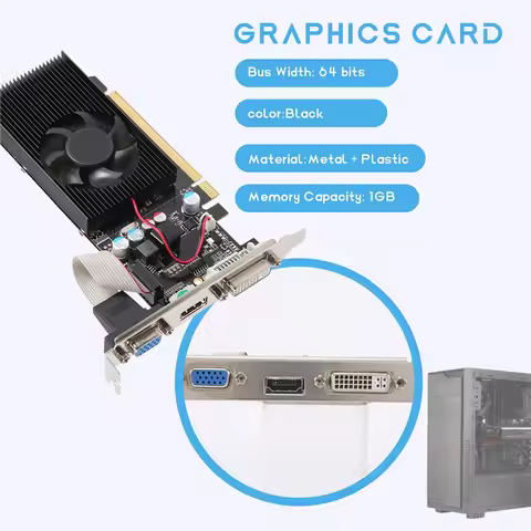 NEW GT210 1GB DDR2 64Bit Graphics Card PCIE 2.0 GPU -Compatible DVI VGA Desktop Video Card