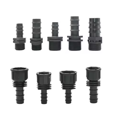 1/2 3/4 Female Male Thread To 1/2 3/4 1 Inch Garden Hose Barb Connector 16mm 20mm 25mm Plastic Hose 