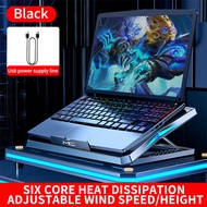 SG Local Seller / 6 fans Core Ice Laptop Cooler Stand Adjustable Big Power Speeds Fan Speed Notebooks