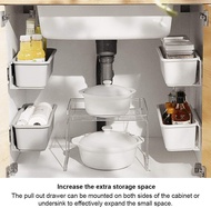 (Deliver immediately) Kitchen Under Sink Organizers，Pull Out Cabinet Organizer Slide Out Plastic Storage Drawers Sliding Basket for Kitchen Bathroom Undersink (White)