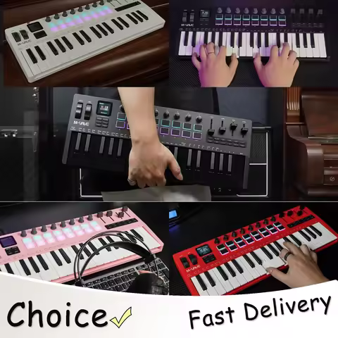 M-VAVE SMK-37 Pro 37-Key MIDI Controller Built-in Synthesizer Keyboard Digital With 16 RGB Pads 8 Kn