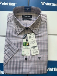 Áo sơ mi nam Việt Tiến tay ngắn vạt bầu (1T1597)