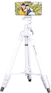 Fotopro DIGI-204 WH Smartphone Tripod, 47.2 inches (120 cm), 4 Adjustable Levels, Small, 3-Way, Head