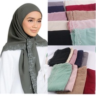 Tudung Bawal Sulam Chiffon Voile Bidang 50 Design 5 // 125X125cm Tudung Sulam Shawl  Chiffon  Voile