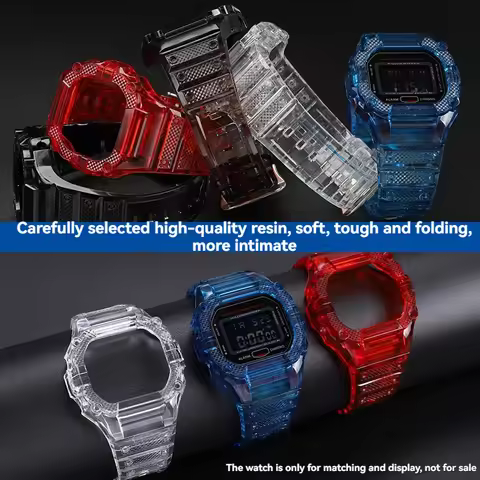 Clear Transparent Resin Case & Band for Casio G-SHOCK DW-5600 GW-B5600 GMW-5610 GB-5600 GWM 5600 Sho