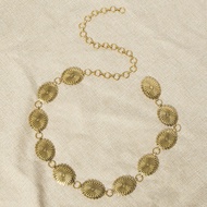Boho Style Metal Waist Chain With Embossed Flower Design For Outfit Womens