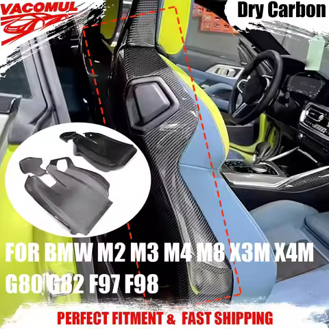 VACOMUL Dry Carbon Fiber Car Seat Back Covers For BMW M2 M3 M4 M8 X3M X4M G80 G82 F97 F98 2019-2024 