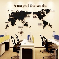 World Map Wall Sticker Acrylic 3D Solid Crystal World Map Wall Decoration Office Stickers