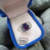 cincin lelaki permata ungu silver 925, cincin perak lelaki batu ungu, silver 925 men ring purple ame