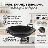 20cm-50cm Black Enamel Wok Cast Iron Wok 8 inci- 20inci Kuali Hitam Tebal Kuali Besi Double Handle G