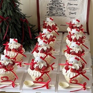 Cartoon KT cat cake decoration HelloKitty cat decoration red ribbon birthday decoration ornament