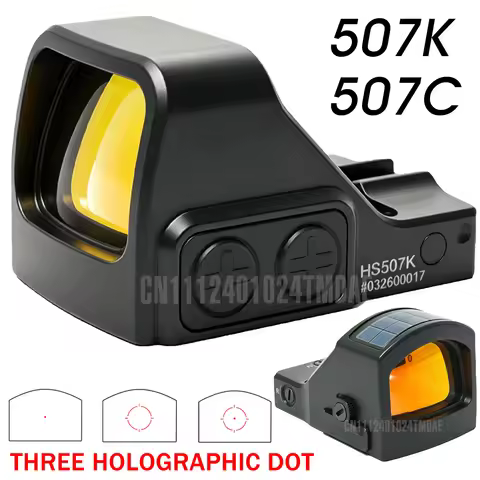 HS 507C/507K Tactical Optical Red Dot Sight Hunting 507C Solar Lighting Sight Three Red Dot Modes Ad