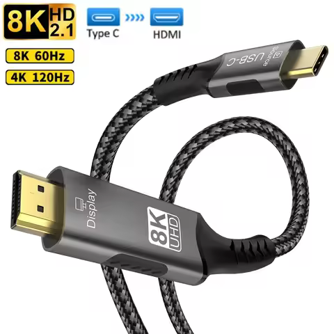 USB C to HDMI-Compatible 8K@60Hz 4K@120Hz Type C to HDMI Cable HDTV USB C for MacBook Huawei Air iPa