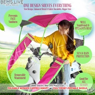 FOLDABLE WINGED CAPPED CANOPY with FULL FRONT ZIPPABLE REMOVABLE WINDSHIELD eBike Umbrella - SOLID P