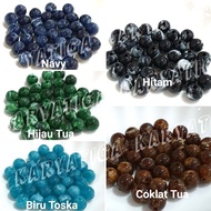 Mote Manik Bulat Motif Marmer 8 mm (20 Pcs) - Coklat Muda