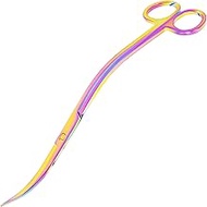 Mandala Crafts Stainless Steel Curved Aquarium Scissors - Extra Long for Aquatic Plants - Rainbow Wa