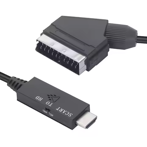 1m Video Converter Adapter Scart To HDMI-compatible 1080P Video Converter DC 5V Micro USB Cable Acce