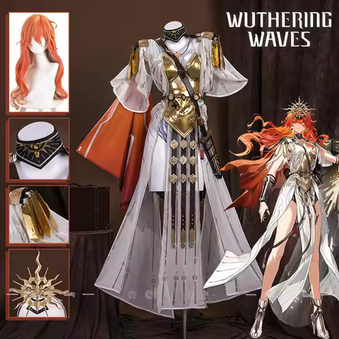 Wuthering Waves Augusta Cosplay Costume Wig Dress Headwear Earrings Neckwear Halloween Party For Wom