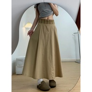 Khaki Skirt Women Plus Size Overall Skirt Slimmer Look a-Line High Waist Suit Pear Shape Body Berkel