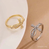 ZirconCrossInfinitySymbolRingMobiusTwistCouplesJewelryforMenandWomenPersonalizedAnniversaryGift 4ESG
