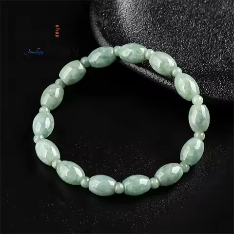 Genuine Natural A Goods Jade Road Lutong Bracelet Bean Seed Jade Bucket Bead String High-Grade Women