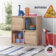 100 % Solid Rubber Wood Rotikids Bookshelf Toys Storage Organizer Book Rack Shelf Corner Cupboard Rak Buku Almari Kayu