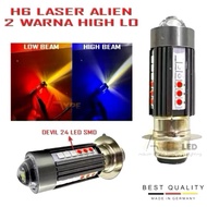 MERAH H6 LASER 30 LED ALIEN H6 LED LASER 2 COLOR HI 20 WATT LOO/ | H6 LED BULB | H6 LED LASER MOTORC