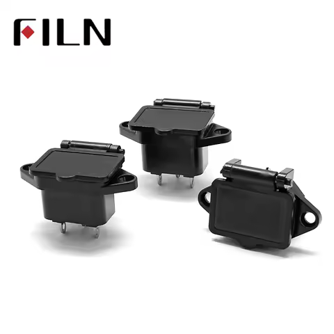 SS-7B AC250V/15A Male 3Pin Panel Mount Power Socket with Cover