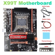 X99T Motherboard+SATA Cable+Switch Cable+Baffle+Thermal Grease+Thermal Pad LGA2011-V3 M.2 NVME NGFF Support DDR4 4X16G