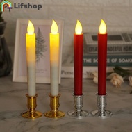 for Home Decoration 1Pair LED Long Pole Electronic Emulation Candles Flameless Candles with Candle Holder (No Battery Included)