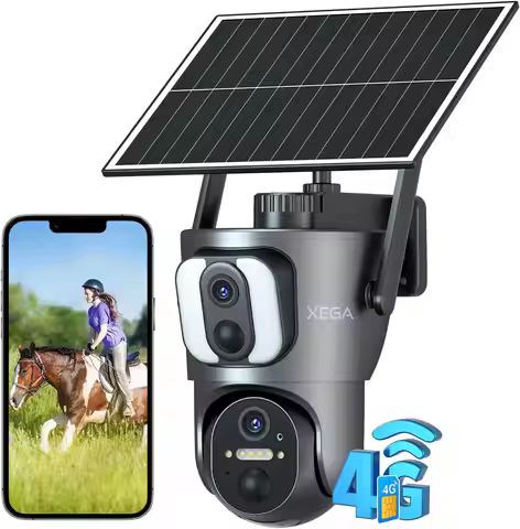 4G Cellular Security Camera【Dual Lens】 Outdoor with SIM Card, 14400mAh 2K HD Wireless Solar 4G LTE C