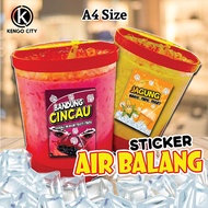 A4 Sticker Air Balang, A4 Size, Sticker Kalis Air, Sticker Produk, Sticker Air, Air Balang, Sticker