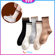 Kaos Kaki Panjang Unisex 6955 Kaos Kaki Polos 2 Garis Pria Wanita Socks Korean Fashion Kaus Kaki Tre
