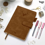 Premium Magnet Leather Hardcover Notebook Diary 68GSM 360 Lined Pages - CW - 05 - Brown
